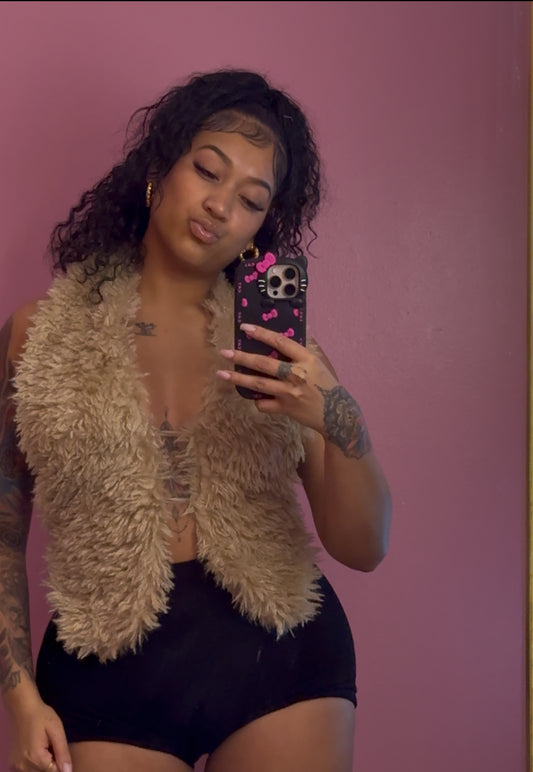 Khaki Fluffy Vest